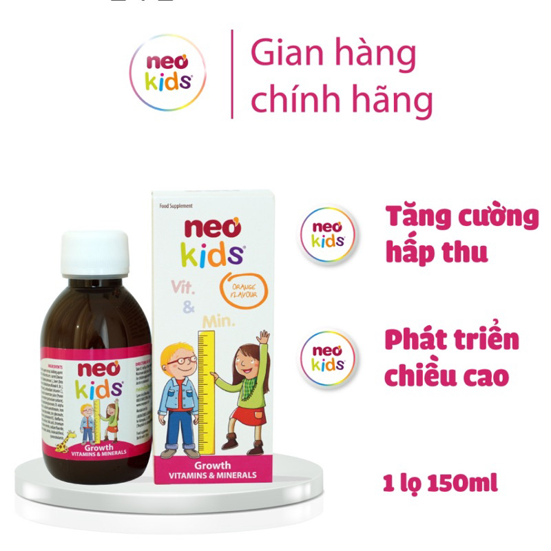Bộ Ba Neo Kids cho con khỏe mạnh và cao lớn ,thông minh, khỏe mạnh chai 150ml + quà