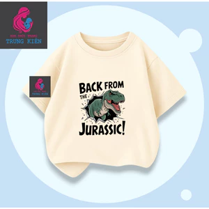 Áo Thun Ngắn Tay Cho Trẻ Em, Khủng Long Xanh Jurassic! Nổi Bật, Chất Cotton Mát Mẻ Dễ Chịu (M 336)
