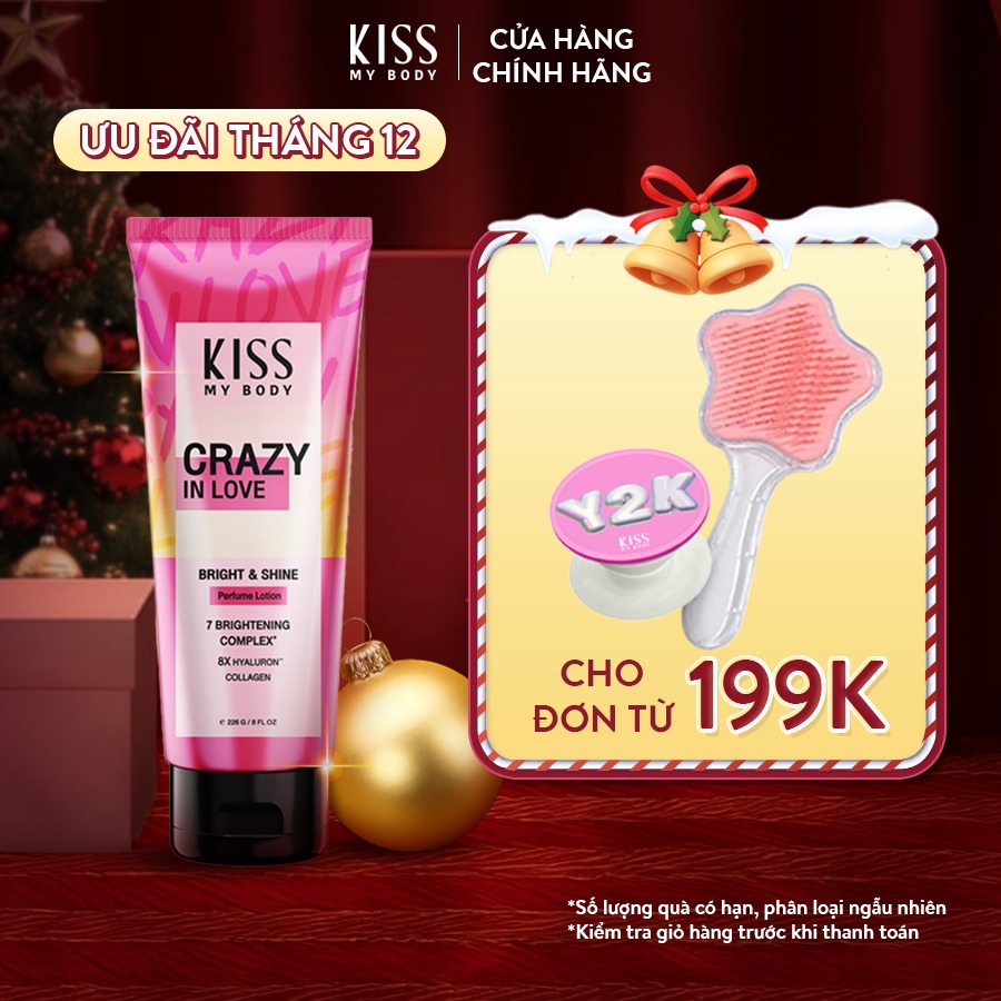 Sữa Dưỡng Trắng Da Toàn Thân Hương Nước Hoa KISS MY BODY Bright & Shine - Hương Crazy In Love 226g
