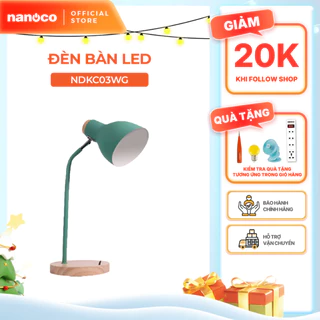 Đèn bàn E27 Nanoco đế gỗ model NDKC03 (không bóng) + tặng kèm 1 bóng Led bulb đui E27- 5W