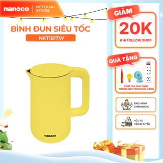Bình đun siêu tốc inox 304 Nanoco model NKT1750 dung tích 1.7 lít (đèn LED báo sôi, giữ ấm sau khi sôi)