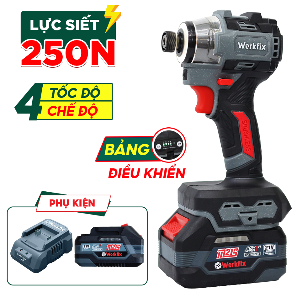 [MỚI 2025] Máy Chuyên Vít 250N Workfix WF-SD250MAX Siêu Khỏe, Chuyên Vặn- Mở Ốc Xe 2,5 Tấn