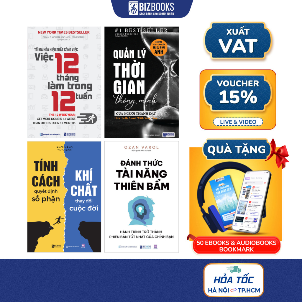 Combo Tính Kỷ Luật: Sách Tính Cách Quyết Định Số Phận, Quản Lý Thời Gian, Tài Năng Thiên Bẩm, Tối Đa Hóa Hiệu Suất