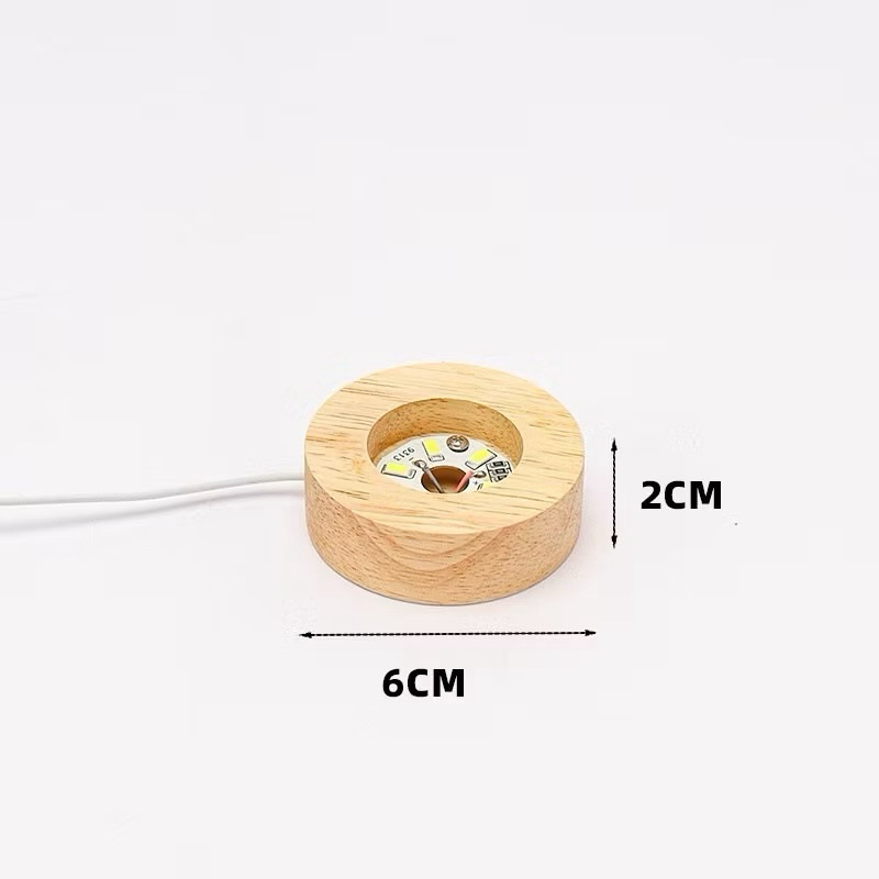 Đế đèn led tròn KT 6cm ánh sáng vàng ấm áp làm đèn ngủ handmade, đèn decor trang trí