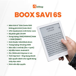 Máy đọc sách Boox Savi 6S Màn hình 6inch Đèn nền 2 chế độ Chính hãng Tặng Kèm Tài Khoản Sách