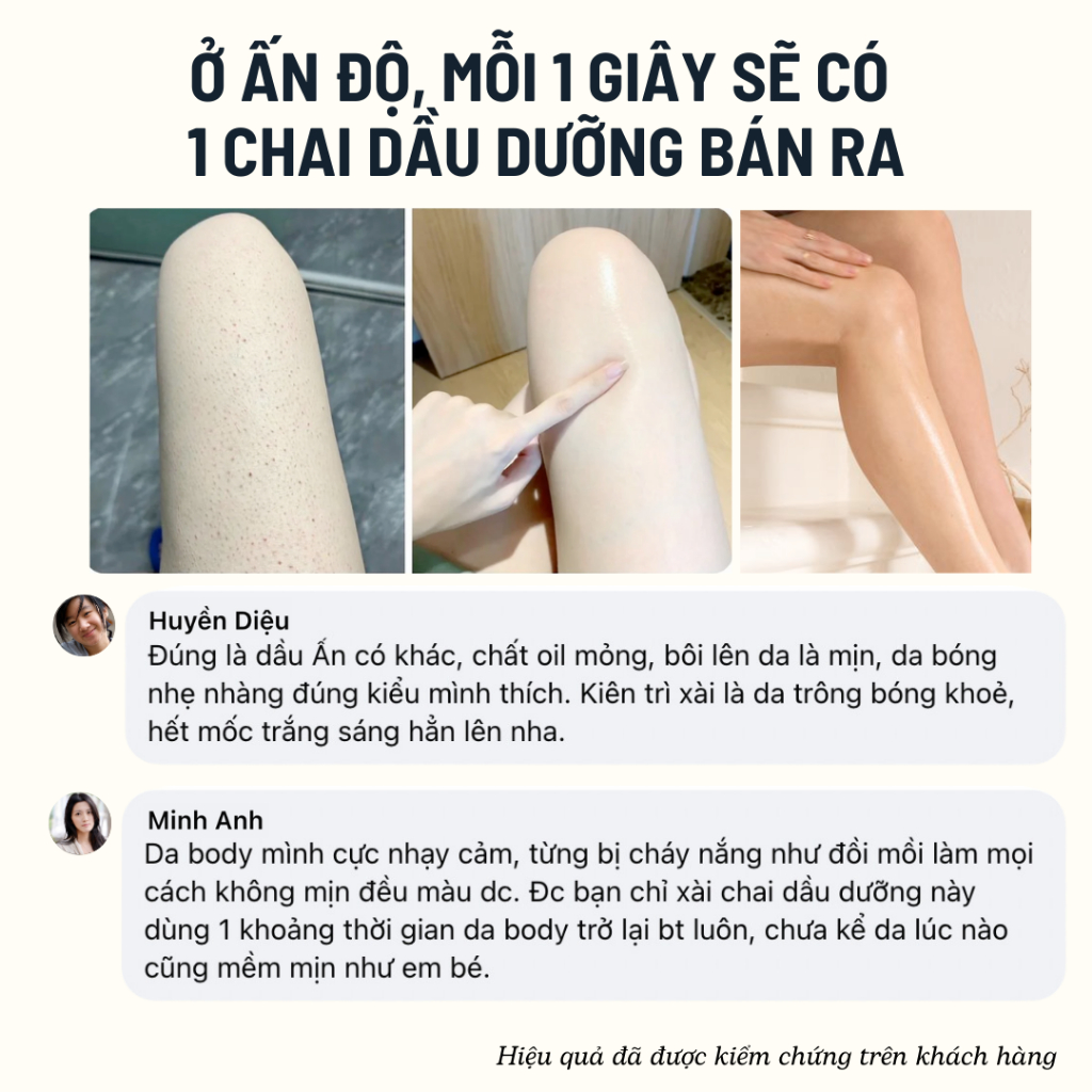 Dầu Dưỡng Trắng Mịn Da Toàn Thân Hương Hoa Hồng, Giúp Da Mềm Mịn, Giảm Thâm Dưỡng Sáng Hồng Da