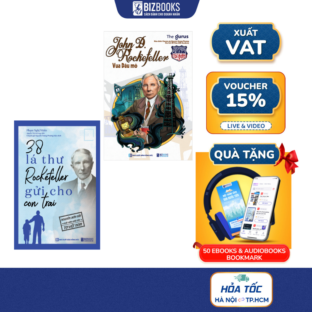 Combo 2 Cuốn Sách: Đại Tư Bản Mỹ John D. RockerFeller và 38 Lá Thư Rockerfeller Gửi Cho Con Trai - Bizbooks
