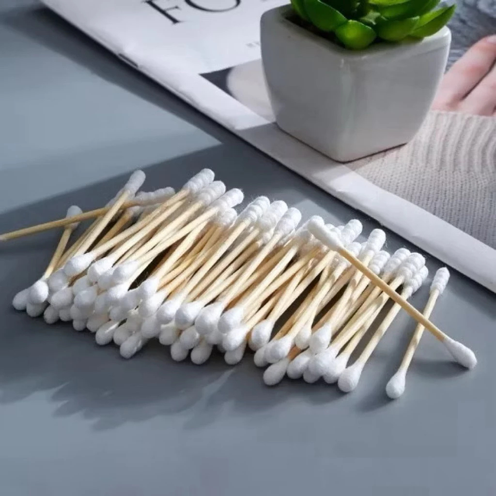 Combo 3 hộp tăm bông 300 que thân gỗ tre bông tự nhiên thấm hút tốt vệ sinh tai mũi làm sạch đa năng