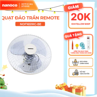 Quạt đảo có remote Nanoco model NOF1651RC màu Ghi/Beige (3 cấp độ gió, công suất 47W, bạc đạn)