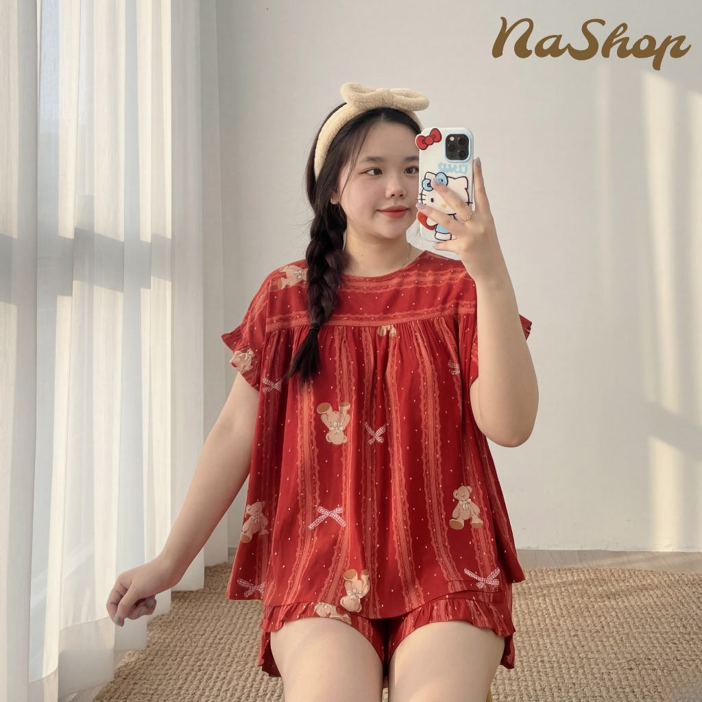 [MÀU MỚI] Đồ bộ Babydoll tole lanh mặc nhà Quần đùi Tay cánh dơi Chất vải mát mềm mịn Dễ mặc 40~75kg