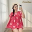 Đồ bộ Babydoll tole lanh mặc nhà Quần đùi Tay cánh dơi Chất vải mát mềm mịn Dễ mặc 40~75kg