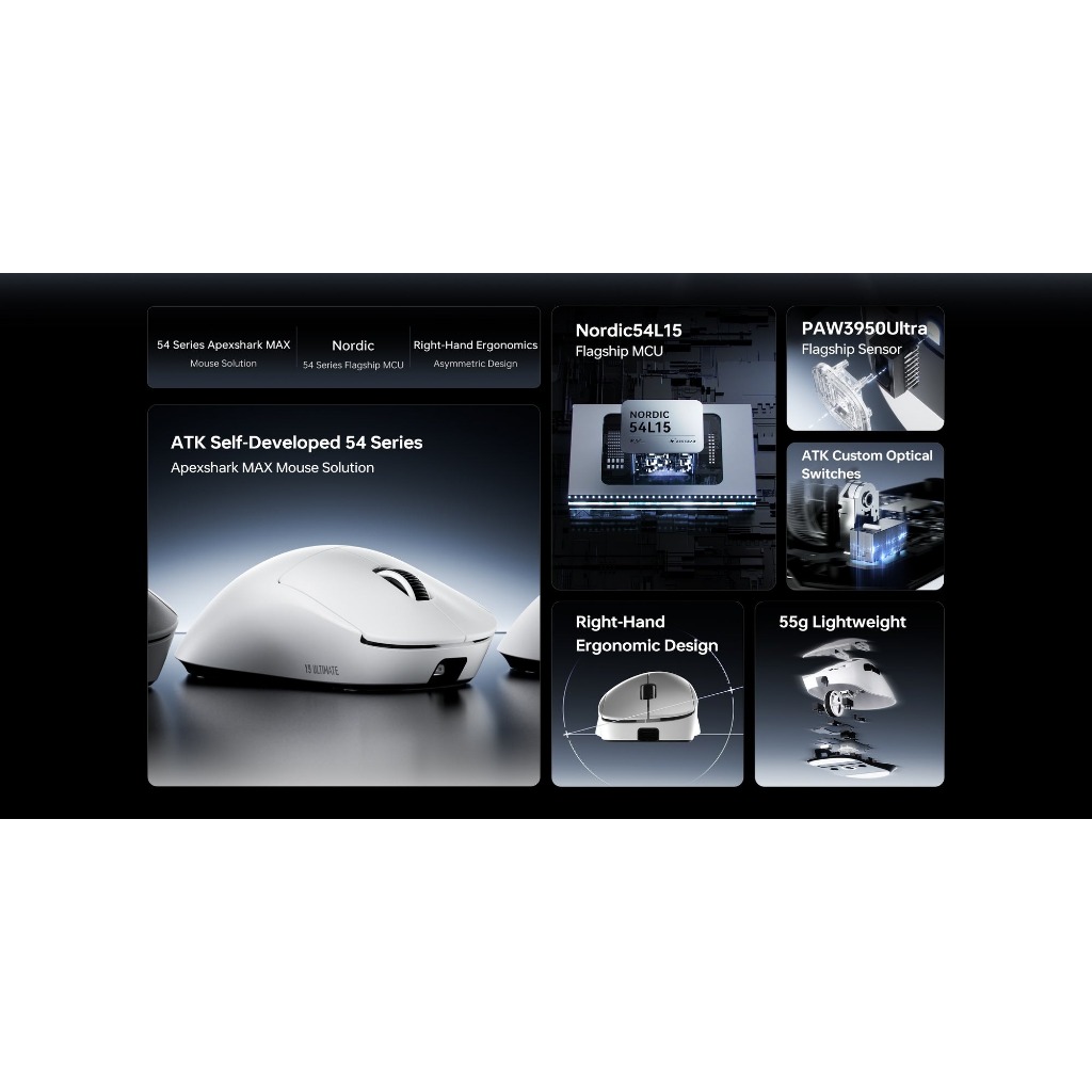 ⚡Chuột Gaming Không Dây ATK Y9 ProMax | Ultimate 2.0 -PAW3950 Ultra, MCU: NORDIC 54L15, Dual 8K, 55G | BigBuy360 - bigbuy360.vn