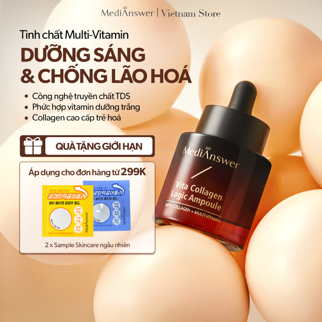 Tinh chất dưỡng sáng căng bóng da MediAnswer Vita Collagen Logic Ampoule 30ml