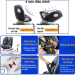 GHẾ NGỒI Ô TÔ TRẺ EM TOPKIDS i-SIZE R129 – XOAY 360° – CHÂN TRỤ CHỐNG LẬT – MÁI CHE UV – 0–12 TUỔI — ảnh 8