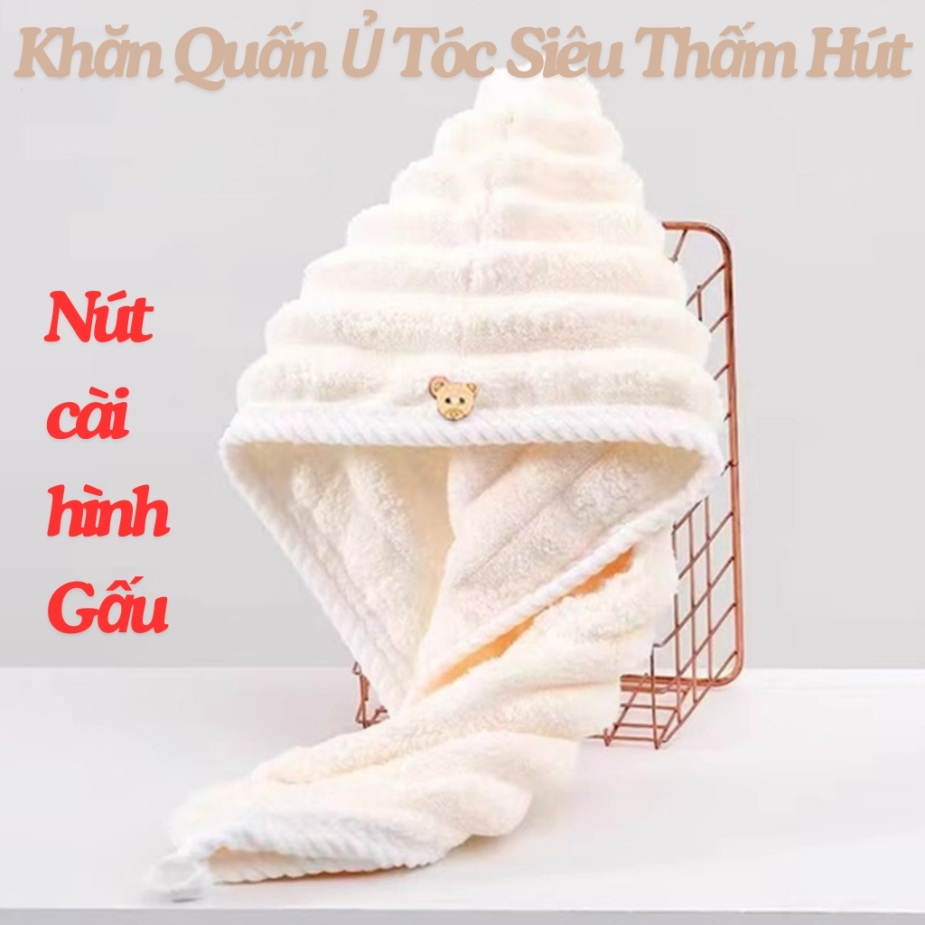 Khăn Quấn Ủ Tóc Siêu Thấm Hút, Khăn Trùm Đầu Lau Khô Siêu Tốc - Mũ Quấn Tóc Siêu Thấm Hút