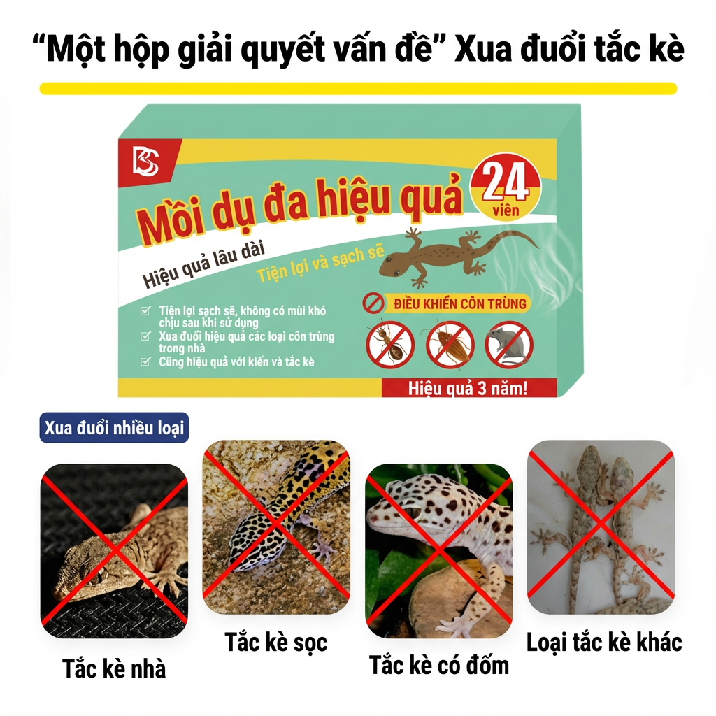 🦎Mua 1 Tặng 1🦎 Thuốc diệt thằn lằn bả diệt thằn lằn thuốc đuổi thằn lằn Mỗi hộp 24 viên / hộp