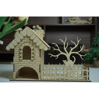 HDLaser mô hình nhà lắp ghép DIY-home HDH001(14x30x15cm)