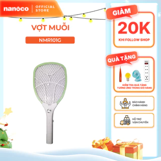 Vợt muỗi Nanoco màu xanh lá model NMR101G (pin lithium 14500h - 220V, có đèn LED chiếu sáng, chất liệu nhựa PP)