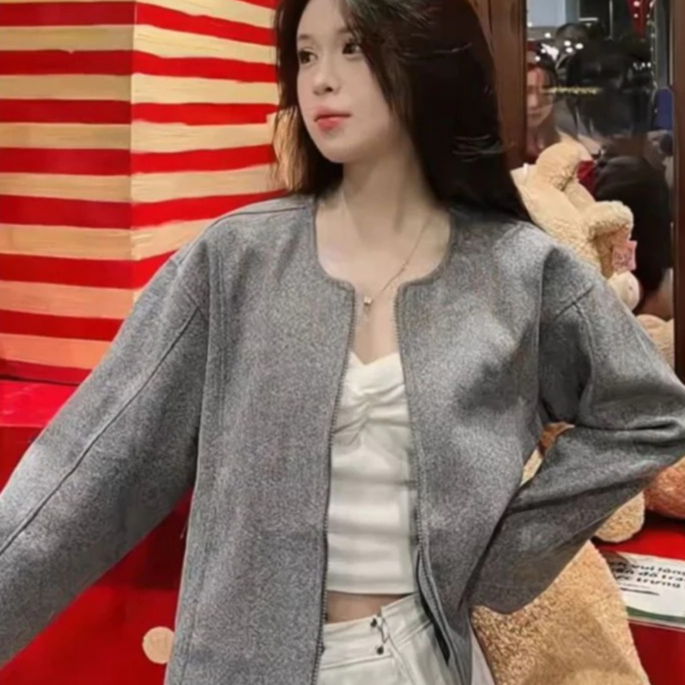 Áo Khoác Dạ Bomber Nữ Dáng Ngắn Basic Khóa Kéo Thời Trang Hàn Quốc Cao Cấp Mùa Thu Đông Chất Vải Dạ Cao Cấp 2025 | BigBuy360 - bigbuy360.vn