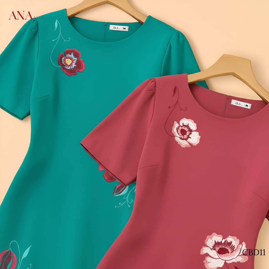 Đầm Dáng Suông Trung Niên ANA Mode Chất Liệu Cotton Lạnh Thanh Lịch Đi Tiệc Quà Tặng Mẹ DM25CBD11