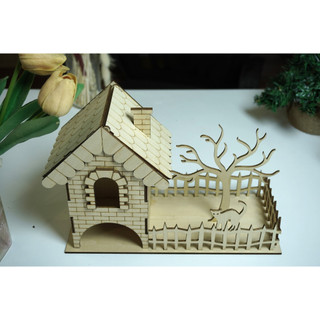 HDLaser mô hình nhà lắp ghép DIY-home HDH001(14x30x15cm)