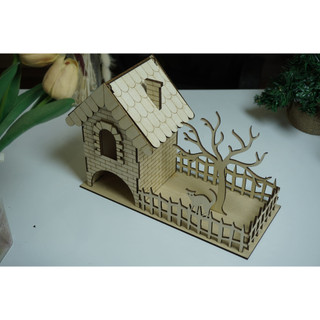 HDLaser mô hình nhà lắp ghép DIY-home HDH001(14x30x15cm)