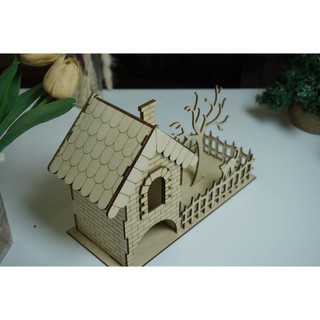 HDLaser mô hình nhà lắp ghép DIY-home HDH001(14x30x15cm)