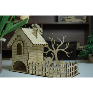 HDLaser mô hình nhà lắp ghép DIY-home HDH001(14x30x15cm)
