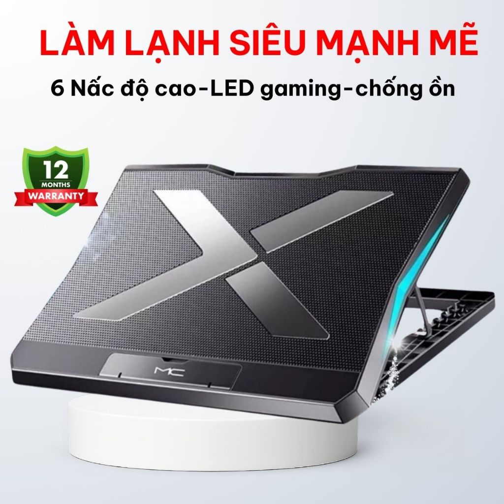 Đế tản nhiệt laptop HEYTECH Q3 có 6 quạt làm mát nhanh chống ồn đèn led gaming giúp tăng hiệu năng bảo vệ máy tính