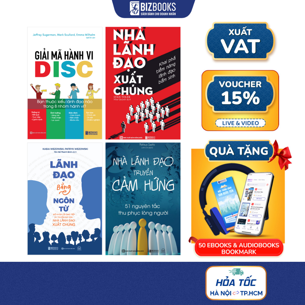 Combo 4 Sách DISC, Nhà Lãnh Đạo Xuất Chúng, Nhà Lãnh Đạo Truyền Cảm Hứng, Lãnh Đạo Bằng Ngôn Từ - Rèn Luyện Lãnh Đạo