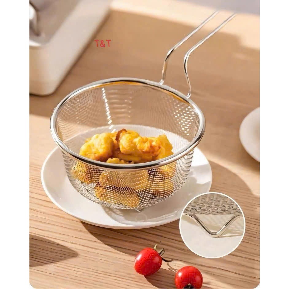 Rổ Lọc Có Tay Cầm Để Chiên Và Nấu Ăn Chất Liệu Thép Không Gỉ