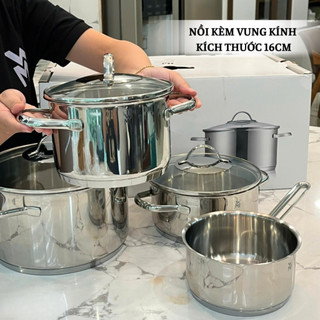 Bộ Nồi WMF Provence Plus 4 Món Thép Không Gỉ, Dễ Dàng Vệ Sinh, hấp thụ Nhiệt nhanh GermanySnT HCM 70043