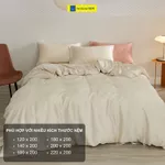 Bộ Chăn Ga Gối 5 Món Lụa Tencel Cotton Trơn HỆ THỐNG NỆM - Vỏ Chăn Ga Gối Đệm Trải Giường Mùa Thu Mềm Mịn Cao Cấp — ảnh 3