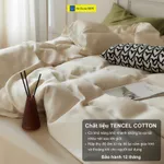 Bộ Chăn Ga Gối 5 Món Lụa Tencel Cotton Trơn HỆ THỐNG NỆM - Vỏ Chăn Ga Gối Đệm Trải Giường Mùa Thu Mềm Mịn Cao Cấp — ảnh 5