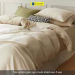 Bộ Chăn Ga Gối 5 Món Lụa Tencel Cotton Trơn HỆ THỐNG NỆM - Vỏ Chăn Ga Gối Đệm Trải Giường Mùa Thu Mềm Mịn Cao Cấp — ảnh 6