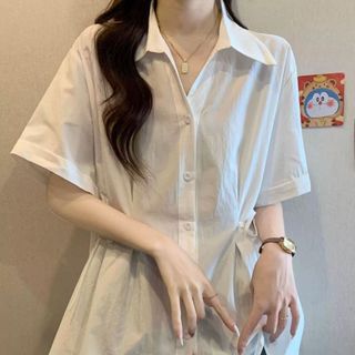 Áo sơ mi đũi sần form rộng cổ bẻ tay ngắn màu trắng đen xám xanh thanh lịch tinh tế VANISA CT488