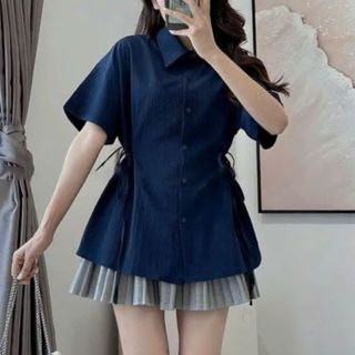 Áo sơ mi đũi sần form rộng cổ bẻ tay ngắn màu trắng đen xám xanh thanh lịch tinh tế VANISA CT488
