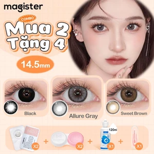 【Mua 2 tặng 4】Magister Kính Áp Tròng Dộ 0~6.00 2PCS Black/Allure Gray/Sweet Brown 6 Tháng Kính Áp Tròng DIA14.2/14.5mm