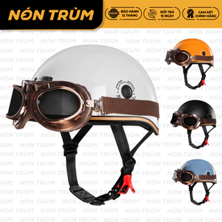 Mũ bảo hiểm nửa đầu RONA haly luxury kèm kính phi công đồng chính hãng bảo hành 12 tháng