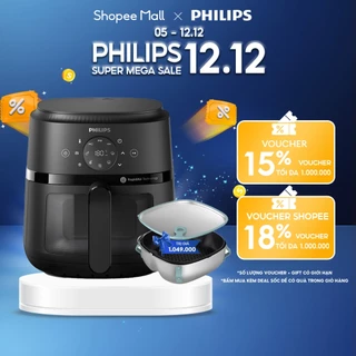 Nồi Chiên Không Dầu Điện Tử Philips NA220/00 4.2 lít |1500W| Cửa Sổ Kính, - Hàng Chính Hãng