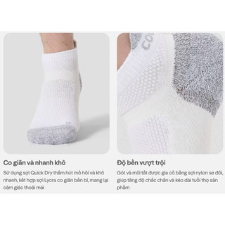[MUA 2 GIẢM 5%]Tất Vớ thể thao unisex chạy bộ Pickleball Firm Compression Cushion Socks êm ái thấm hút tốt Coolmate