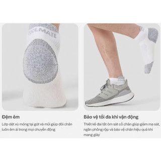 [MUA 2 GIẢM 5%]Tất Vớ thể thao unisex chạy bộ Pickleball Firm Compression Cushion Socks êm ái thấm hút tốt Coolmate
