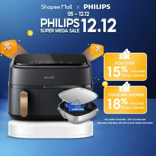 Nồi Chiên Không Dầu 2 ngăn 2 giỏ Philips NA352/00 | 2750W | 9 lít - Hàng Chính Hãng