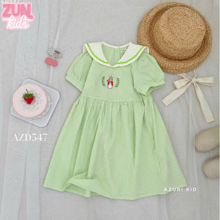 Đầm Bé Gái Peter Rabbit AZD512 | Đầm Cổ Thủy Thủ Thêu Họa Tiết Thỏ Xinh Xắn | Đi Chơi, Đi Học, Lễ Tết, Noel | Size 2–10