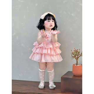 {dáng ngắn ngang chip- mặc dài tăng size} VÁY BLING HỒNG PASTEL 🎀🌸 ( VÁY KÈM CHÍP)