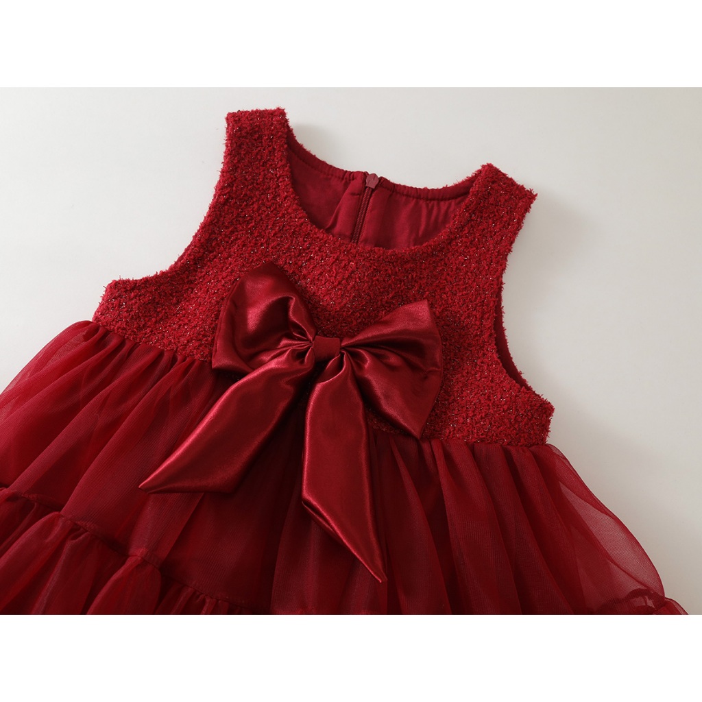 Váy Công Chúa Cho Bé Gái HANIA KIDS,Váy Sát Nách Bồng Bềnh Đính Nơ Chắc Chắn Cho Bé Voan Xòe
