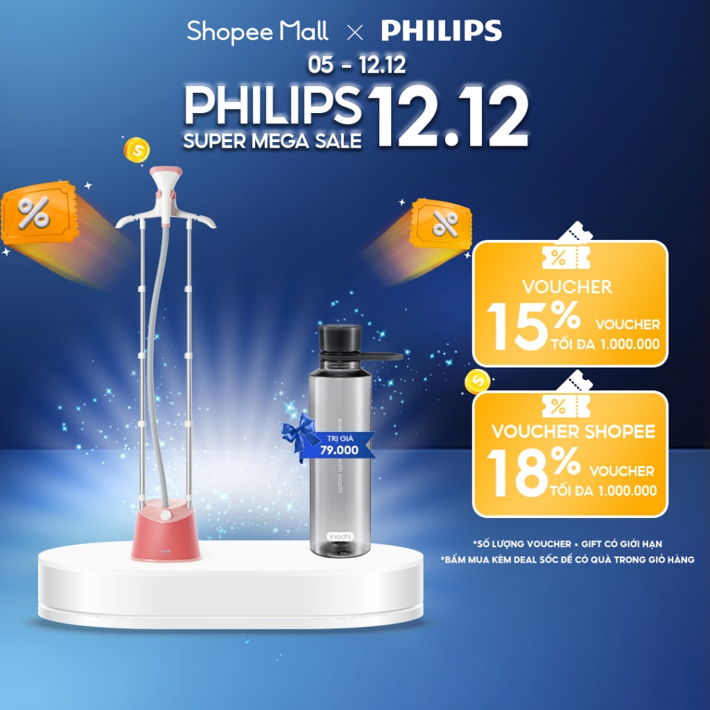Bàn ỦI Hơi Nước Đứng Philips 1000 series STE1020/40 |1800W | Hơi phun 36g/phút - Hàng Chính Hãng