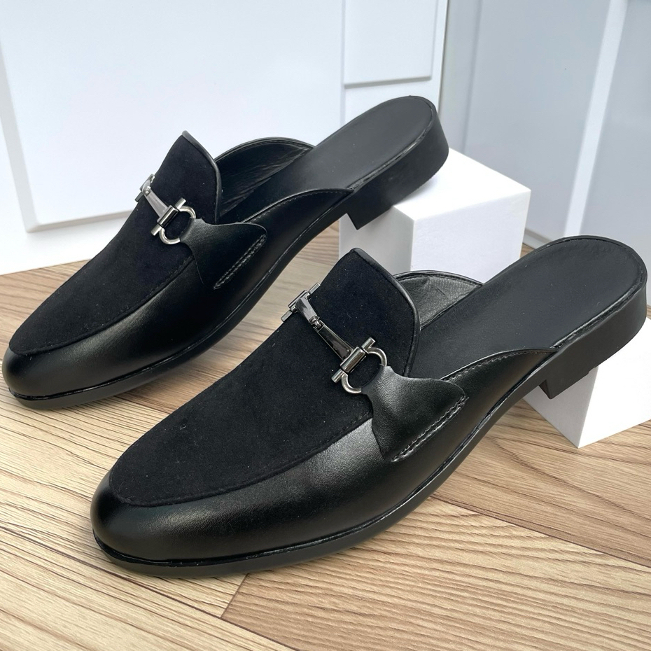 Giầy sục nam vá nỉ DAVINCIA, giầy xục lười công sở, giày chụp kỷ yếu đế cao su đúc nguyên khối chống trơn trượt G67