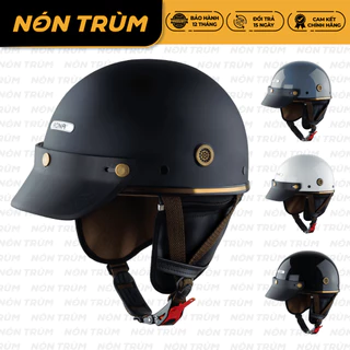 Mũ bảo hiểm nửa đầu Rona Pug có đệm cổ lưỡi trai cho nam và nữ đi xe máy size 54-58cm chính hãng