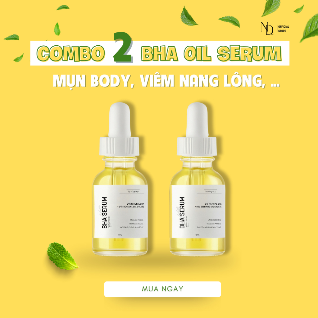 Combo 2 Bha Serum 8% ND 15ml Giảm Mụn, Viêm Nang Lông,...